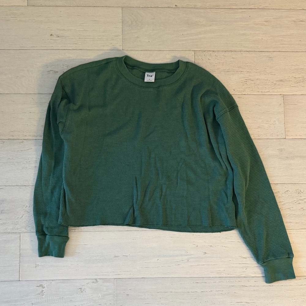 TNA Forest Green Waffle Crewneck Top
